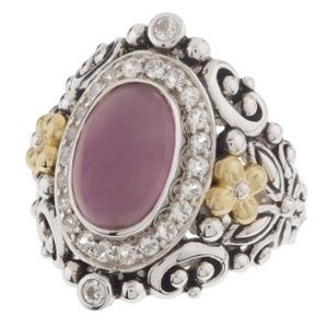Barbara Bixby Elegant Silver and Purple Ring with Gold Accents